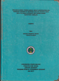 Image of PENGARUH MODEL PEMBELAJARAN GROUP INVESTIGATION (GI) TERHADAP KEMAMPUAN BERPIKIR ANALITIS PESERTA DIDIK MATAPELAJARAN GEOGRAFI SMA NEGERI NGORO KABUPATEN JOMBANG